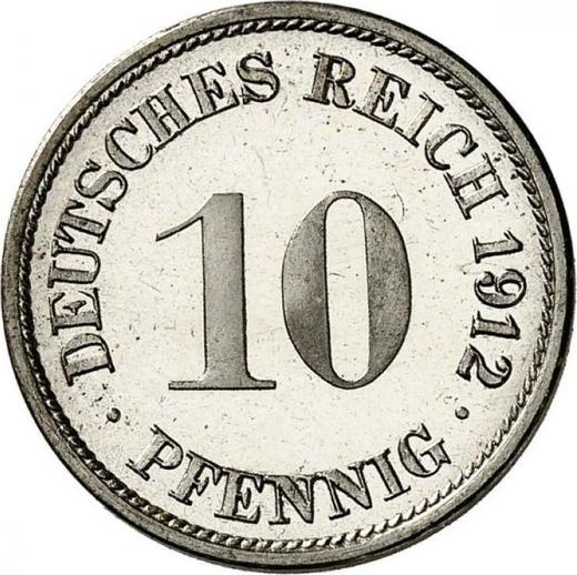 Аверс монеты - 10 пфеннигов 1912 года F "Тип 1890-1916" - цена  монеты - Германия, Германская Империя