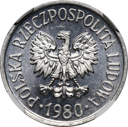 Reverso 20 groszy 1980 MW - valor de la moneda  - Polonia, República Popular