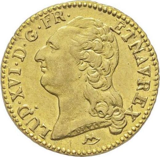 Аверс монеты - Луидор 1791 года N Монпелье - цена золотой монеты - Франция, Людовик XVI