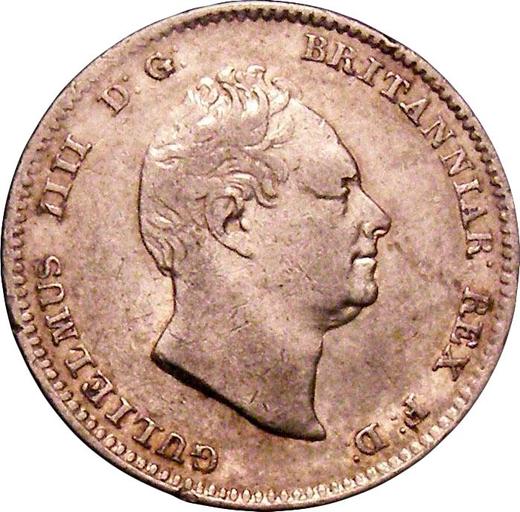 Awers monety - 3 pensy 1833 "Maundy" - cena srebrnej monety - Wielka Brytania, Wilhelm IV
