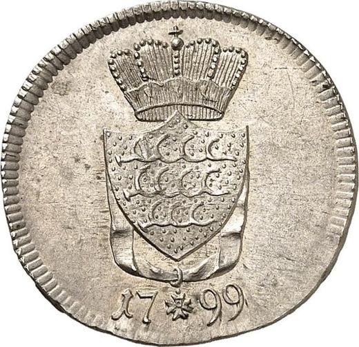 Реверс монеты - 6 крейцеров 1799 года - цена серебряной монеты - Вюртемберг, Фридрих I Вильгельм