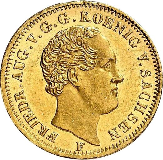 Anverso 5 táleros 1848 F - valor de la moneda de oro - Sajonia, Federico Augusto II