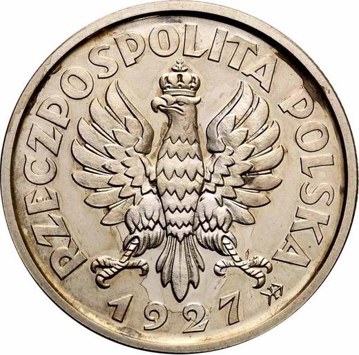 Anverso Pruebas 2 eslotis 1927 Inscripción "PRÓBA" - valor de la moneda de plata - Polonia, Segunda República