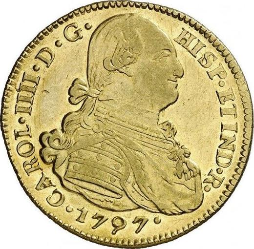Аверс монеты - 4 эскудо 1797 года P JF - цена золотой монеты - Колумбия, Карл IV