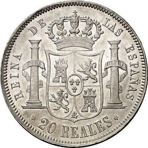Reverso 20 reales 1854 Estrellas de seis puntas - valor de la moneda de plata - España, Isabel II