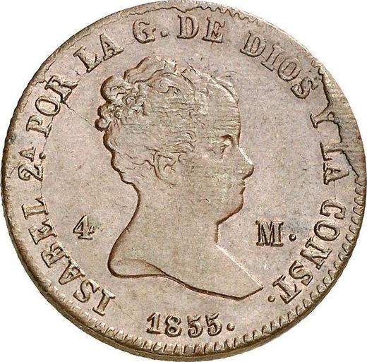 Аверс монеты - 4 мараведи 1855 года Ba - цена  монеты - Испания, Изабелла II