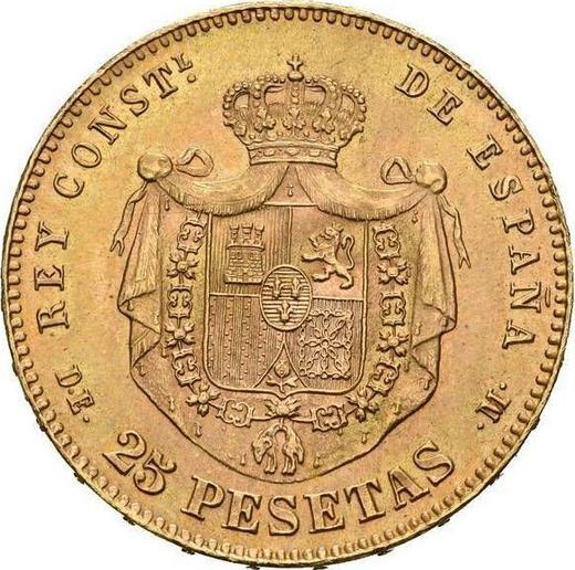 Revers 25 Pesetas 1876 DEM Neuprägung - Goldmünze Wert - Spanien, Alfons XII