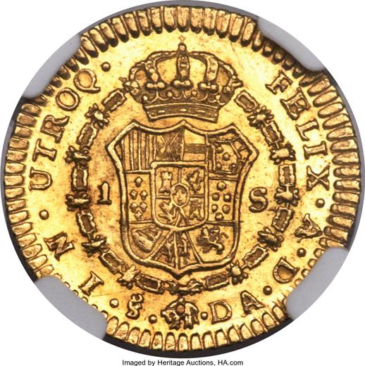 Reverse 1 Escudo 1786 So DA - Gold Coin Value - Chile, Charles III