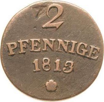 Реверс монеты - 2 пфеннига 1813 года - цена  монеты - Саксен-Веймар-Эйзенах, Карл Август