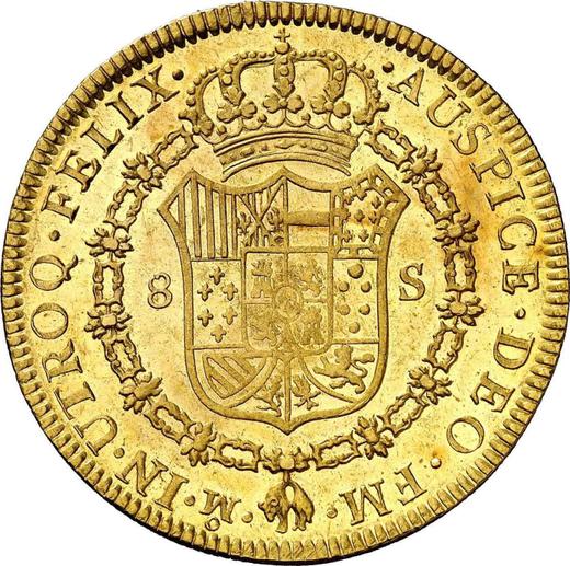 Реверс монеты - 8 эскудо 1786 года Mo FM - цена золотой монеты - Мексика, Карл III