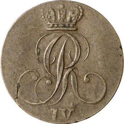 Аверс монеты - 1/4 штюбера 1825 года - цена  монеты - Ганновер, Георг IV