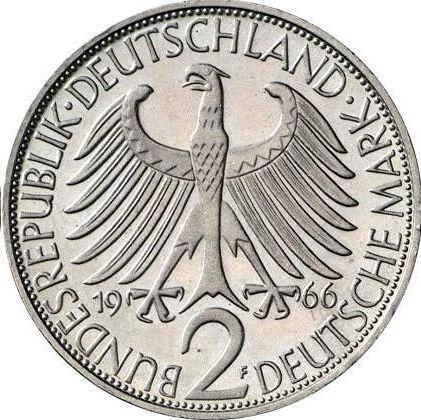 Rewers monety - 2 marki 1966 F "Max Planck" - cena  monety - Niemcy, RFN