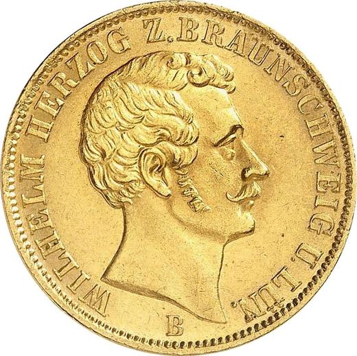 Аверс монеты - 1 крона 1858 года B - цена золотой монеты - Брауншвейг-Вольфенбюттель, Вильгельм