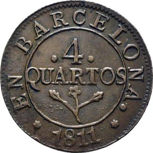 Реверс монеты - 4 куарто 1811 года - цена  монеты - Испания, Жозеф Бонапарт