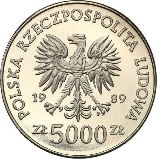 Аверс монеты - Пробные 5000 злотых 1989 года MW ET "Памятники Торуня" Никель - цена  монеты - Польша, Народная Республика