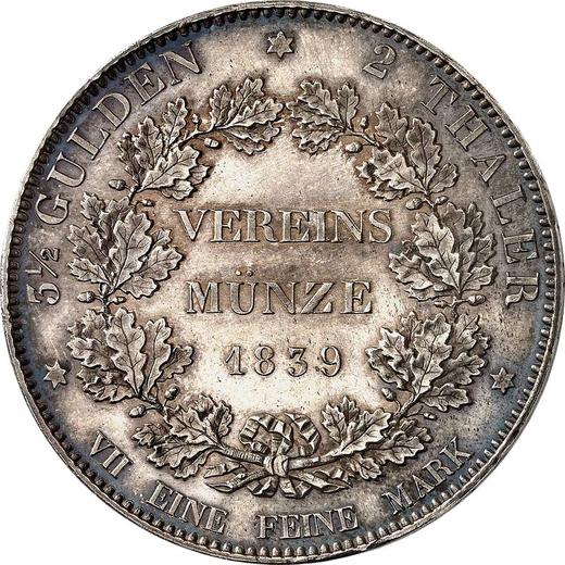 Реверс монеты - 2 талера 1839 года - цена серебряной монеты - Гессен-Дармштадт, Людвиг II