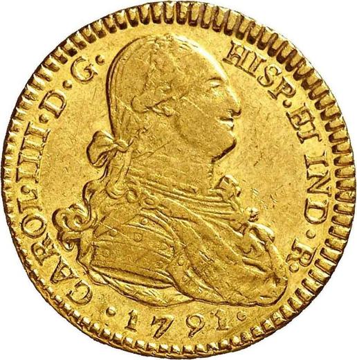 Awers monety - 2 escudo 1791 P SF "Typ 1791-1806" - cena złotej monety - Kolumbia, Karol IV