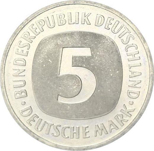 Anverso 5 marcos 1990 G - valor de la moneda  - Alemania, RFA