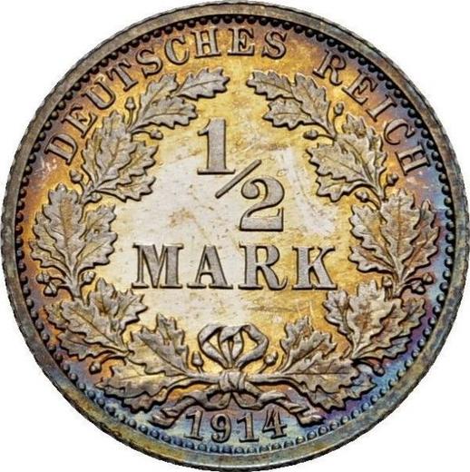 Аверс монеты - 1/2 марки 1914 года A "Тип 1905-1919" - цена серебряной монеты - Германия, Германская Империя