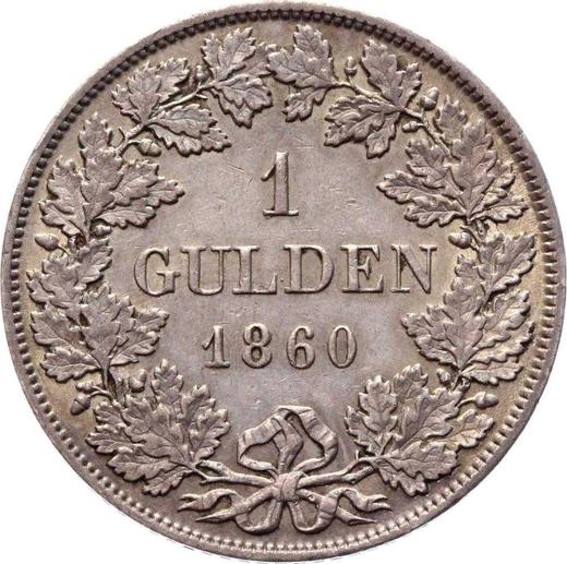 Reverso 1 florín 1860 "Tipo 1856-1860" - valor de la moneda de plata - Baden, Federico I