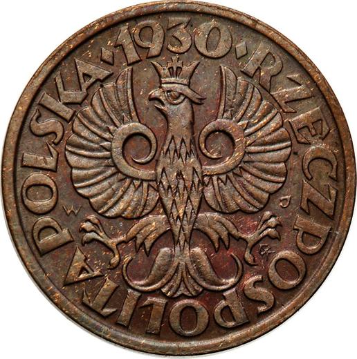Аверс монеты - 1 грош 1930 года WJ - цена  монеты - Польша, II Республика