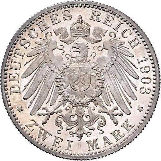 Реверс монеты - 2 марки 1903 года F "Вюртемберг" - цена серебряной монеты - Германия, Германская Империя