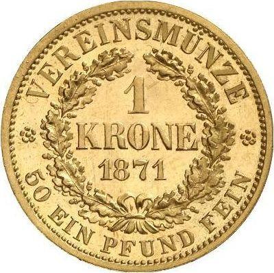 Реверс монеты - 1 крона 1871 года B - цена золотой монеты - Саксония-Альбертина, Иоганн