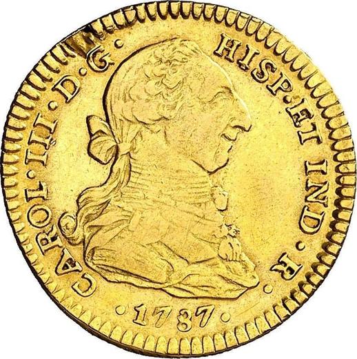 Аверс монеты - 2 эскудо 1787 года Mo FM - цена золотой монеты - Мексика, Карл III