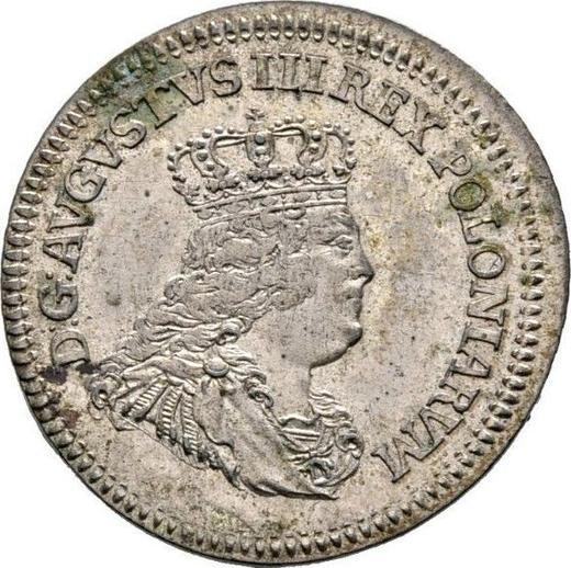 Аверс монеты - Шестак (6 грошей) 1753 года "Коронный" Надпись "Sz" - цена серебряной монеты - Польша, Август III
