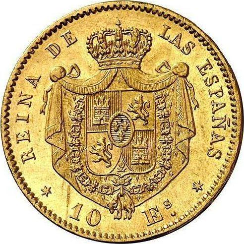 Reverso 10 escudos 1867 - valor de la moneda de oro - España, Isabel II
