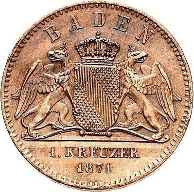 Anverso 1 Kreuzer 1871 "Victoria sobre Francia" - valor de la moneda  - Baden, Federico I de Baden