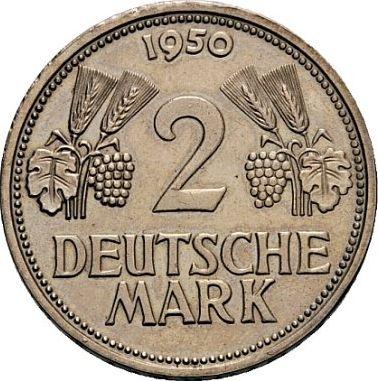 Аверс монеты - 2 марки 1950 года J Гурт "EINIGKEIT UND RECHT UND FREIHEIT" - цена серебряной монеты - Германия, ФРГ