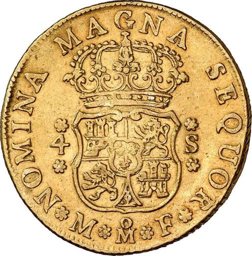 Реверс монеты - 4 эскудо 1750 года Mo MF - цена золотой монеты - Мексика, Фердинанд VI