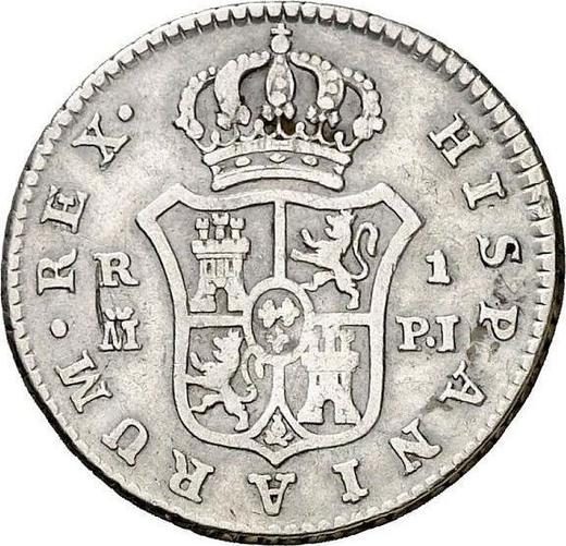 Реверс монеты - 1 реал 1781 года M PJ - цена серебряной монеты - Испания, Карл III