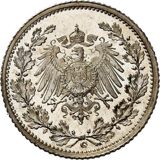Reverso Medio marco 1916 G "Tipo 1905-1919" - valor de la moneda de plata - Alemania, Imperio alemán