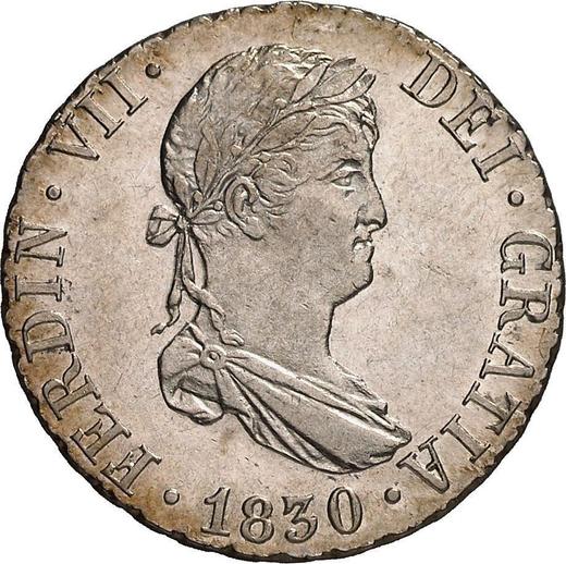 Аверс монеты - 2 реала 1830 года S JB - цена серебряной монеты - Испания, Фердинанд VII