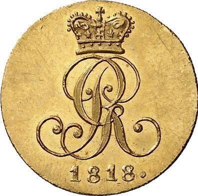 Аверс монеты - 1 пфенниг 1818 года C Золото - цена золотой монеты - Ганновер, Георг III