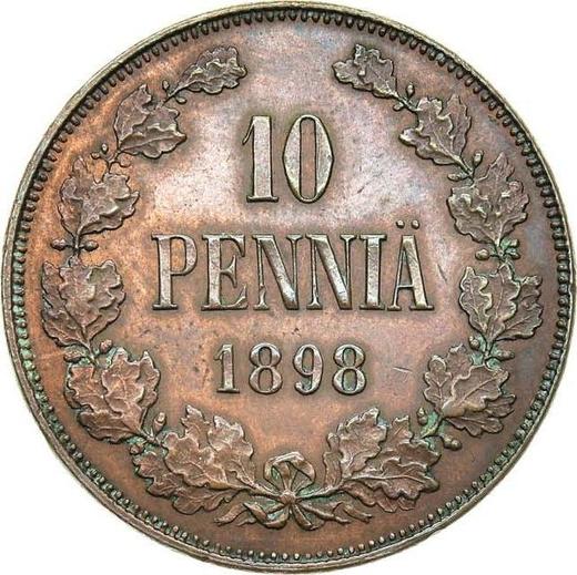 Реверс монеты - 10 пенни 1898 года - цена  монеты - Финляндия, Великое княжество