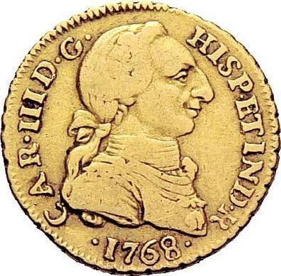 Awers monety - 1 escudo 1768 LM JM - cena złotej monety - Peru, Karol III