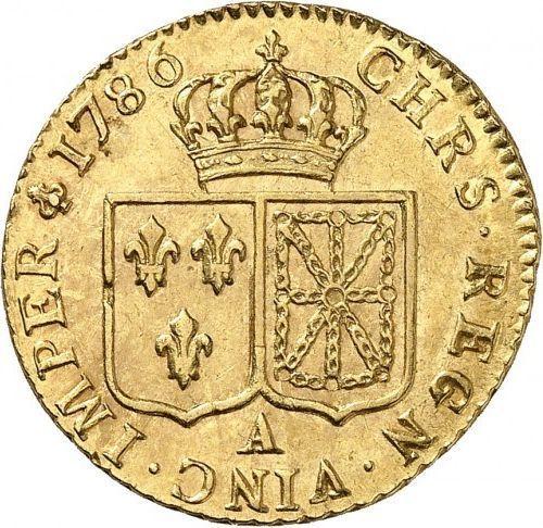 Реверс монеты - Луидор 1786 года A Париж - цена золотой монеты - Франция, Людовик XVI