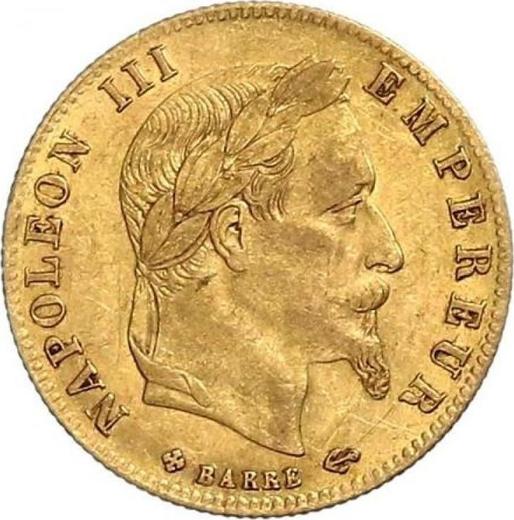 Аверс монеты - 5 франков 1866 года BB "Тип 1862-1869" Страсбург - цена золотой монеты - Франция, Наполеон III