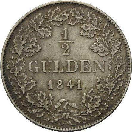 Rewers monety - 1/2 guldena 1841 - cena srebrnej monety - Bawaria, Ludwik I