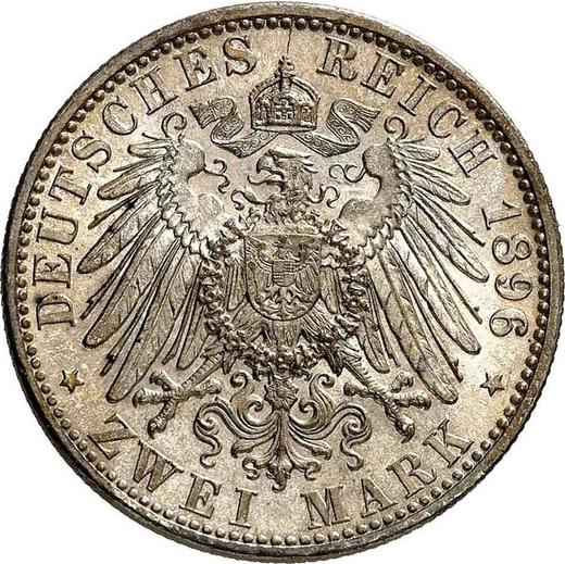 Reverso 2 marcos 1896 D "Bavaria" - valor de la moneda de plata - Alemania, Imperio alemán