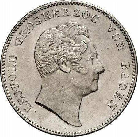 Аверс монеты - 2 талера 1846 года - цена серебряной монеты - Баден, Леопольд