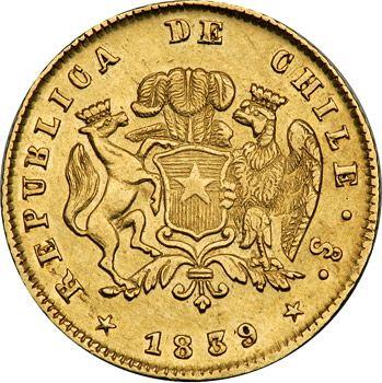 Аверс монеты - 2 эскудо 1839 года So IJ - цена золотой монеты - Чили, Республика
