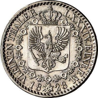 Reverso 1/6 tálero 1828 D - valor de la moneda de plata - Prusia, Federico Guillermo III