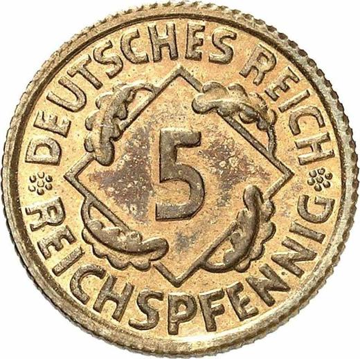 Аверс монеты - 5 рейхспфеннигов 1924 года F - цена  монеты - Германия, Bеймарская республика