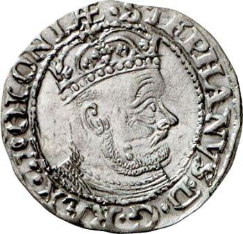 Аверс монеты - 1 грош 1579 года - цена серебряной монеты - Польша, Стефан Баторий
