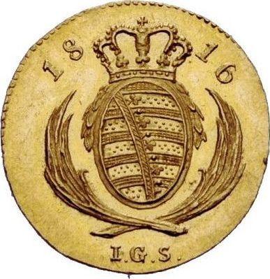 Реверс монеты - Дукат 1816 года I.G.S. - цена золотой монеты - Саксония-Альбертина, Фридрих Август I