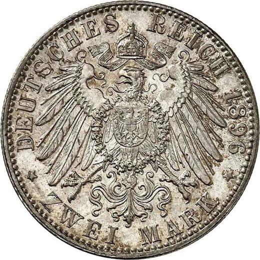 Reverso 2 marcos 1896 G "Baden" - valor de la moneda de plata - Alemania, Imperio alemán